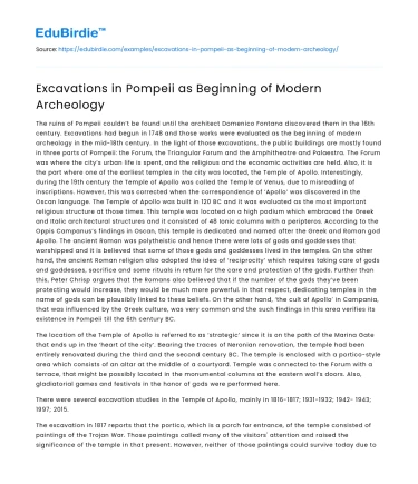 Excavations in Pompeii as Beginning of Modern Archeology