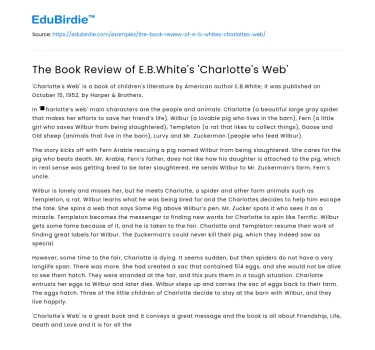 The Book Review of E.B.White’s ‘Charlotte’s Web’
