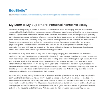My Mom Is My Superhero: Personal Narrative Essay