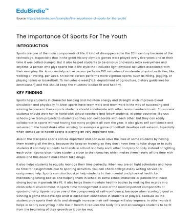 The Importance Of Sports For The Youth
