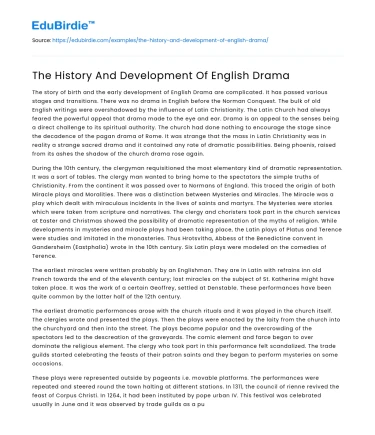 The History And Development Of English Drama
