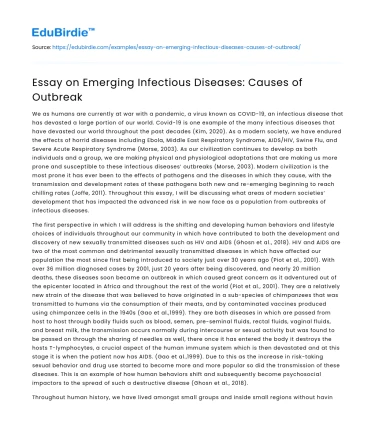 Essay on Emerging Infectious Diseases: Causes of Outbreak