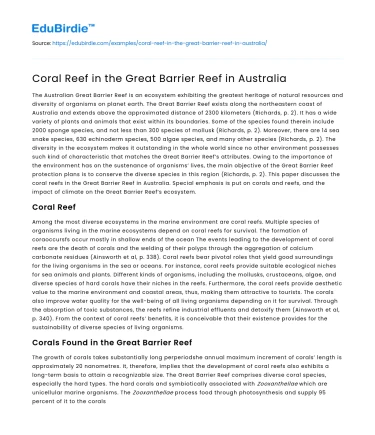 Coral Reef in the Great Barrier Reef in Australia