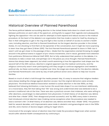 Historical Overview of Planned Parenthood