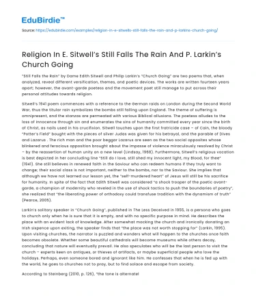 Religion In E. Sitwell’s Still Falls The Rain And P. Larkin’s Church Going