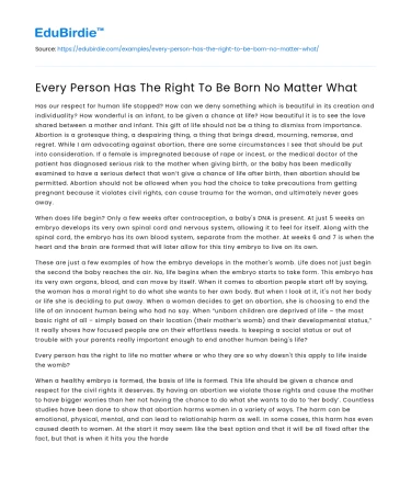 Every Person Has The Right To Be Born No Matter What