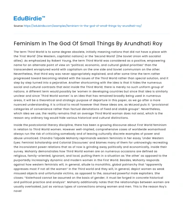 Feminism In The God Of Small Things By Arundhati Roy