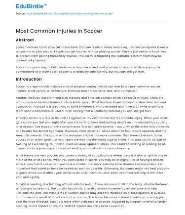 Soccer-Related Injuries