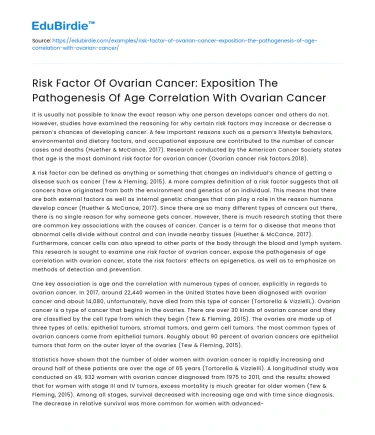 Ovarian Cancer Risk: Age Correlation & Pathogenesis