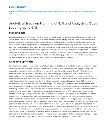 Pre-9/11 Planning and Preparations Unveiled