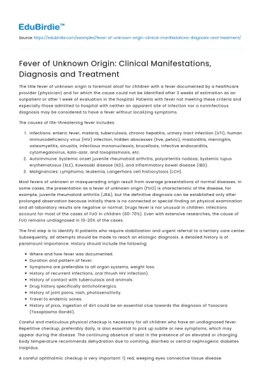 Fever of Unknown Origin: Clinical Insights