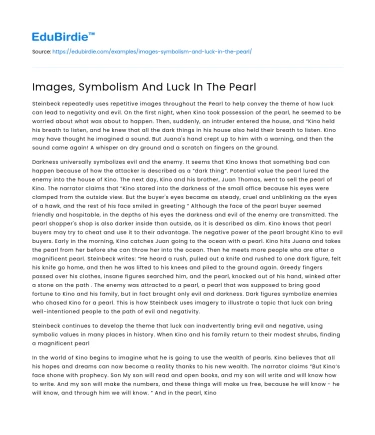 Images, Symbolism And Luck In The Pearl