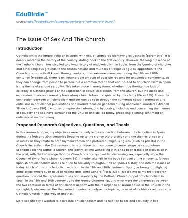 The Issue Of Sex And The Church