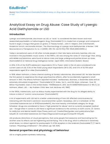 LSD Drug Abuse Case Study