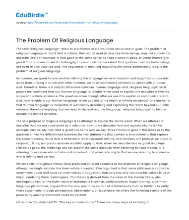 The Problem Of Religious Language