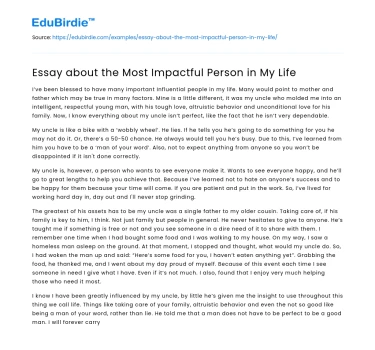 Essay about the Most Impactful Person in My Life