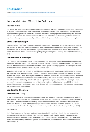 Leadership And Work-Life Balance