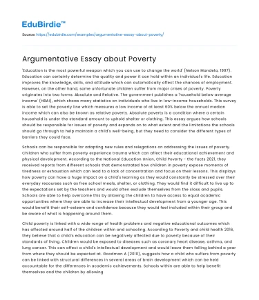 Argumentative Essay about Poverty