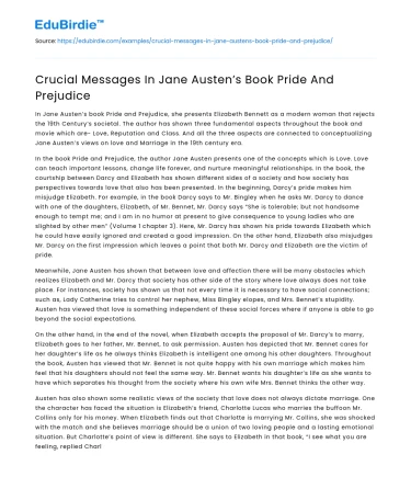 Crucial Messages In Jane Austen’s Book Pride And Prejudice