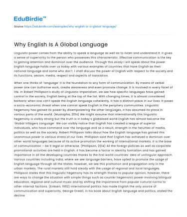 Why English Is A Global Language