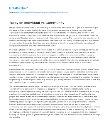 Essay on Individual Vs Community