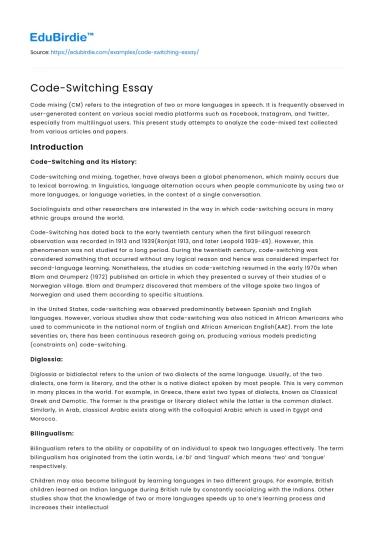 Code-Switching Essay