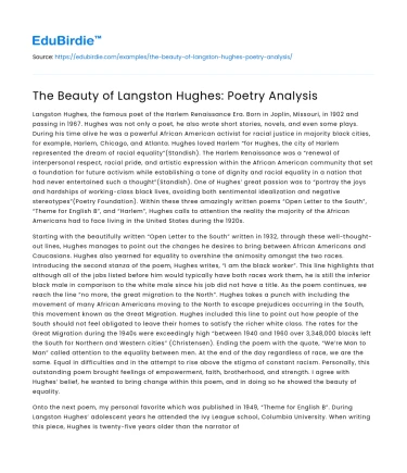 The Beauty of Langston Hughes: Poetry Analysis