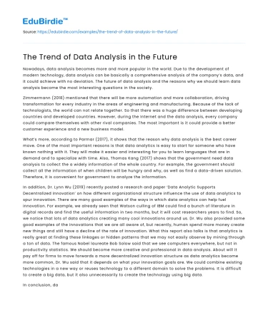 The Trend of Data Analysis in the Future