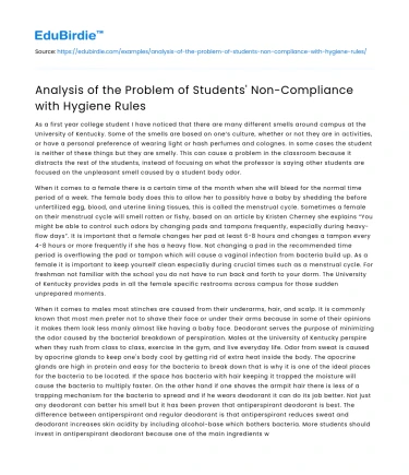 Analysis of the Problem of Students’ Non-Compliance with Hygiene Rules