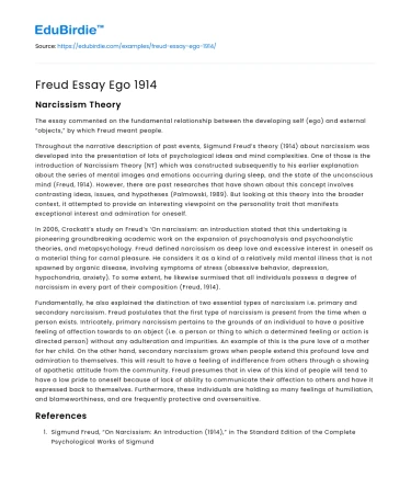 Freud Essay Ego 1914