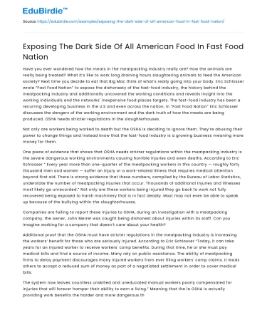 Exposing The Dark Side Of All American Food In Fast Food Nation