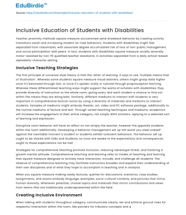 Inclusive Education of Students with Disabilities