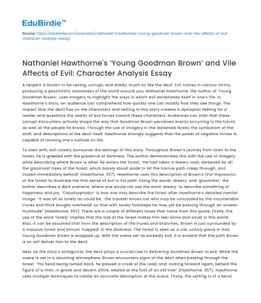 Analysis of evil in Hawthorne’s ‘Young Goodman Brown’