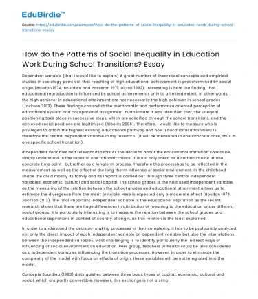 Social Inequality in Education During School Transitions