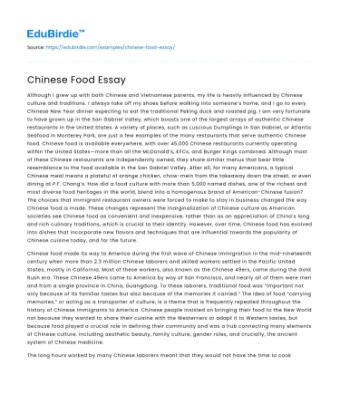 Chinese Food Essay