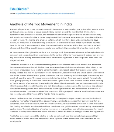 Analysis of Me Too Movement in India