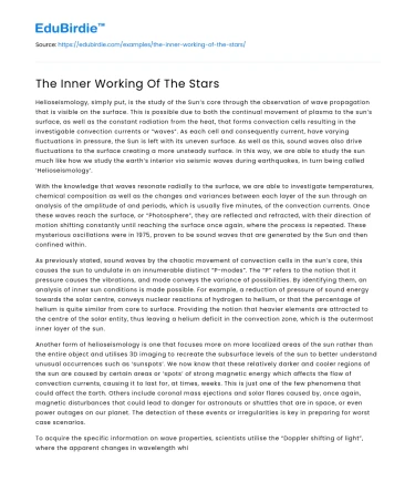The Inner Working Of The Stars