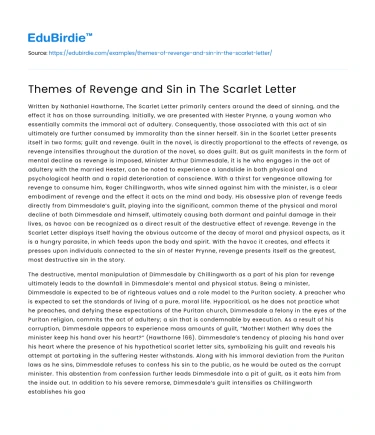 Themes of Revenge and Sin in The Scarlet Letter