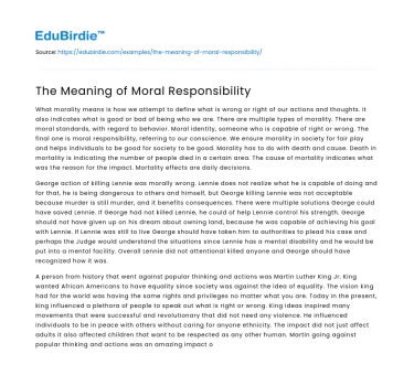 The Meaning of Moral Responsibility