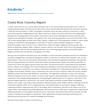 Costa Rica: Country Report