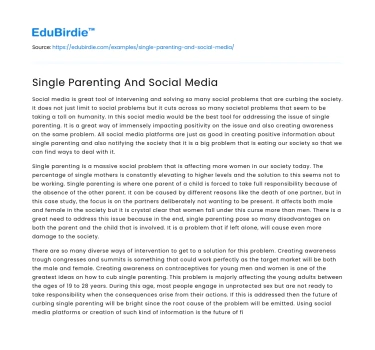 Single Parenting And Social Media