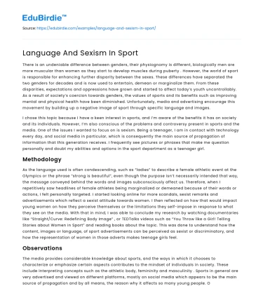 Language And Sexism In Sport