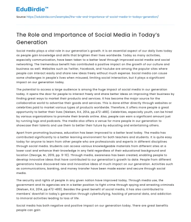 The Role and Importance of Social Media in Today’s Generation