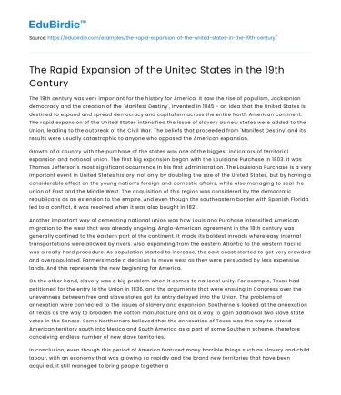 The Rapid Expansion of the United States in the 19th Century