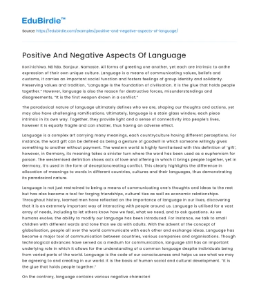Positive And Negative Aspects Of Language