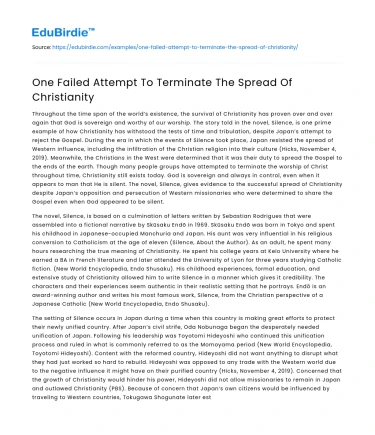 One Failed Attempt To Terminate The Spread Of Christianity