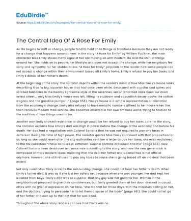 The Central Idea Of A Rose For Emily