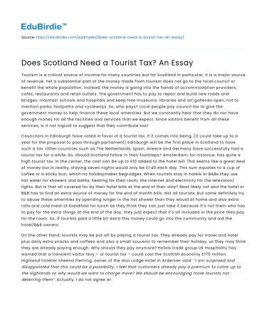 Does Scotland Need a Tourist Tax? An Essay