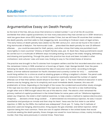 Argumentative Essay on Death Penalty