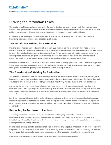 Striving for Perfection Essay